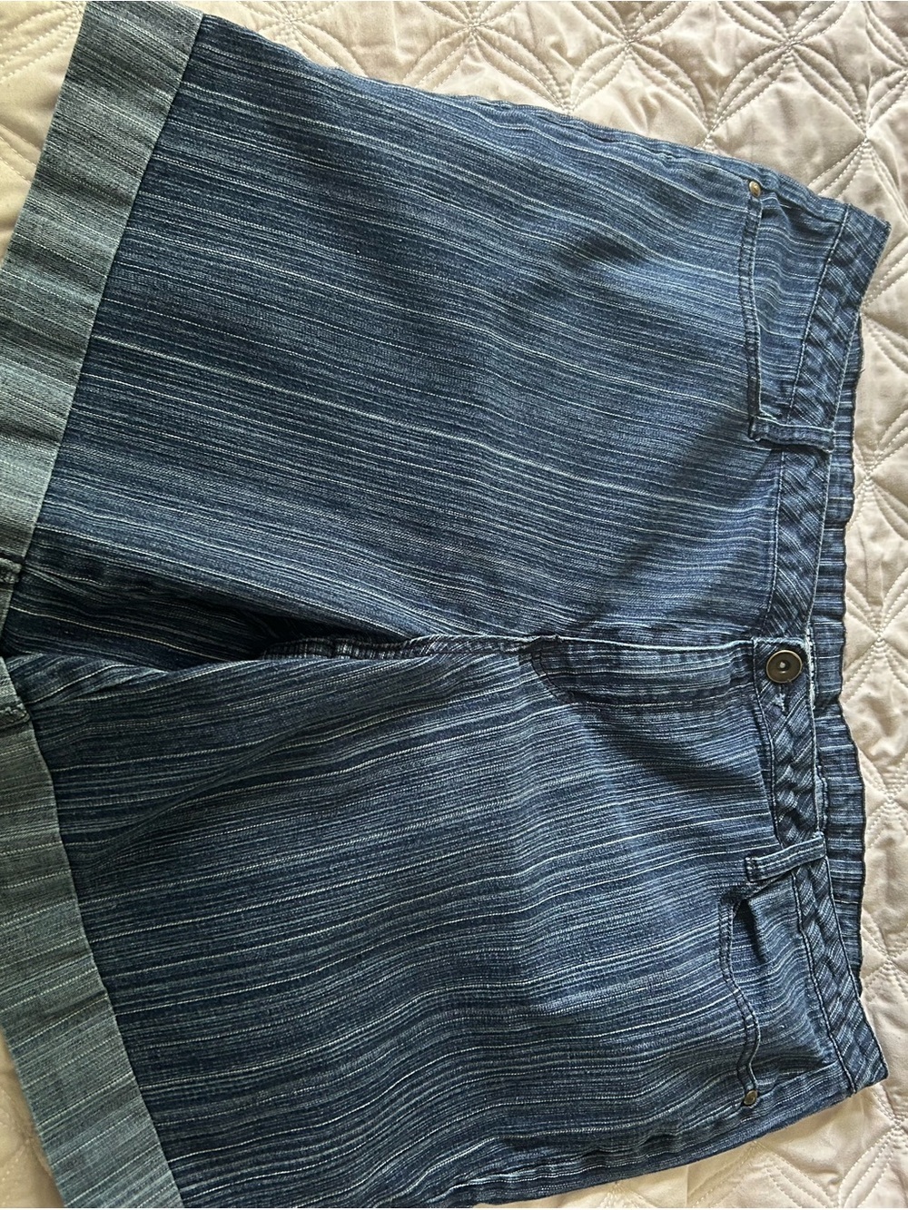 🔥$5 Claire France Mode Blue Striped Denim Shorts size 18